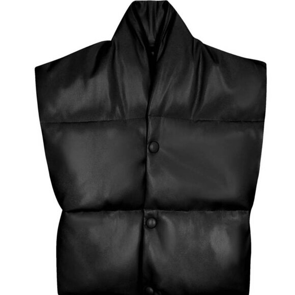 A.L.C. Willow Faux Leather Puffer Vest - Size XS S 0 2 - Black - Picture 2 of 7